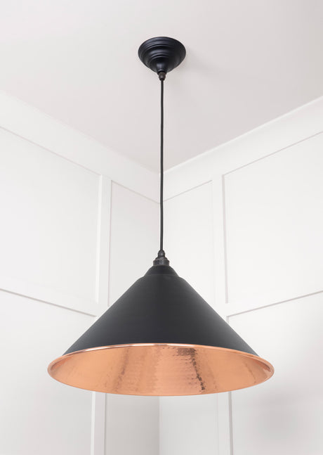 From The Anvil - Hammered Copper Hockley Pendant in Elan Black | Sku. 49503EB | Trade Door Handles.