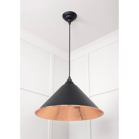From The Anvil - Hammered Copper Hockley Pendant in Elan Black | Sku. 49503EB | Trade Door Handles.