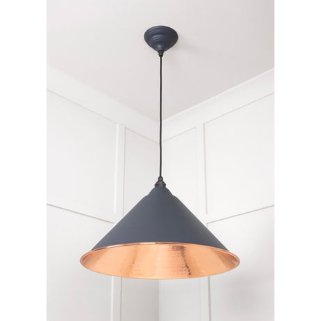 From The Anvil - Hammered Copper Hockley Pendant in Slate | Sku. 49503SL | Trade Door Handles.