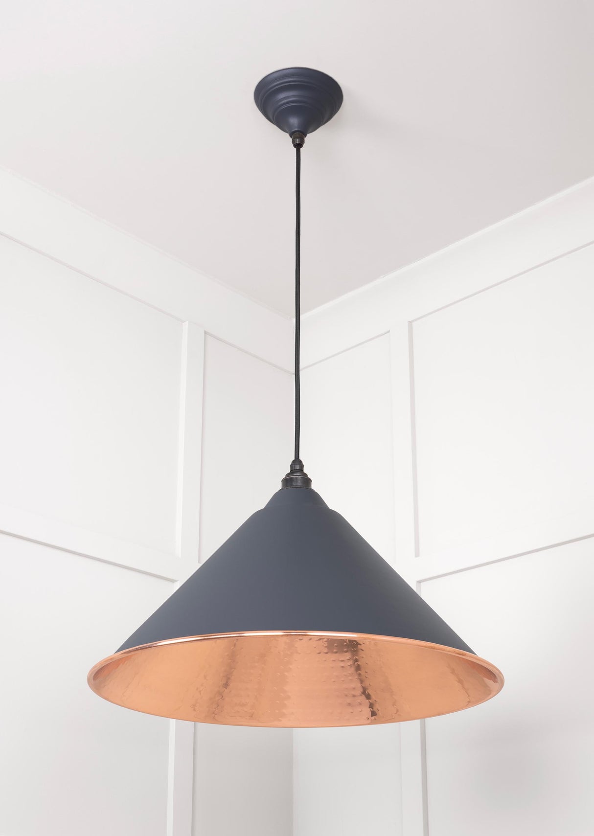 From The Anvil - Hammered Copper Hockley Pendant in Slate | Sku. 49503SL | Trade Door Handles.
