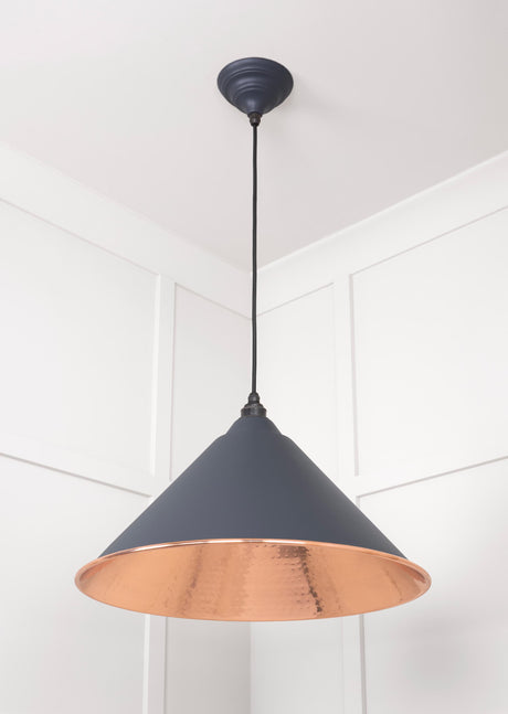 From The Anvil - Hammered Copper Hockley Pendant in Slate | Sku. 49503SL | Trade Door Handles.