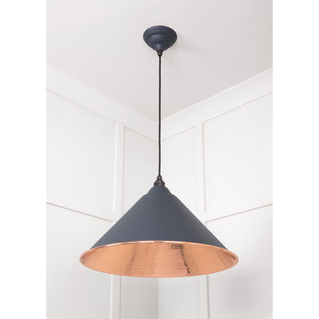 From The Anvil - Hammered Copper Hockley Pendant in Slate | Sku. 49503SL | Trade Door Handles.