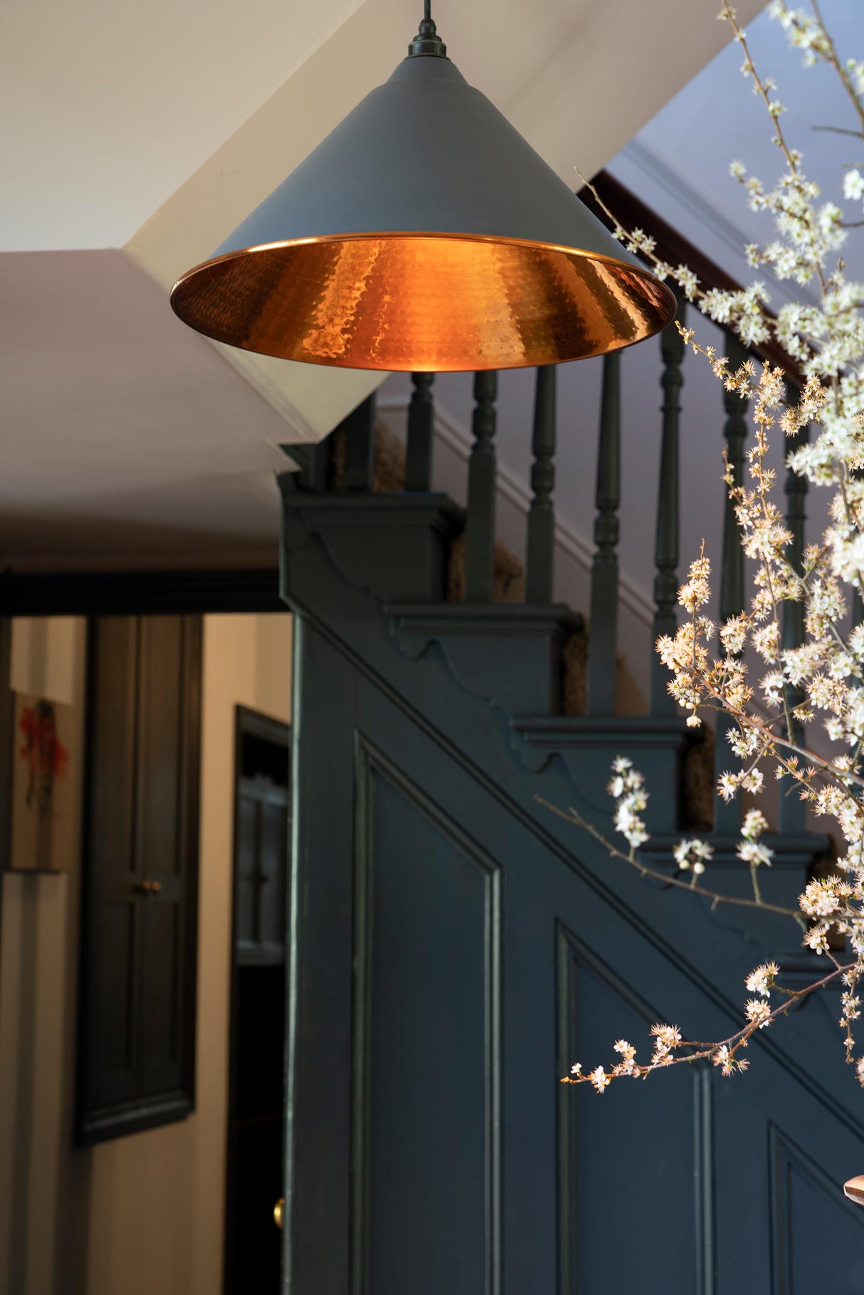 From The Anvil - Hammered Copper Hockley Pendant in Slate | Sku. 49503SL | Trade Door Handles.