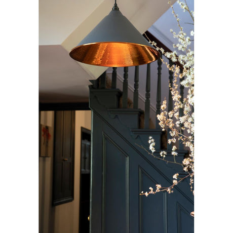 From The Anvil - Hammered Copper Hockley Pendant in Slate | Sku. 49503SL | Trade Door Handles.