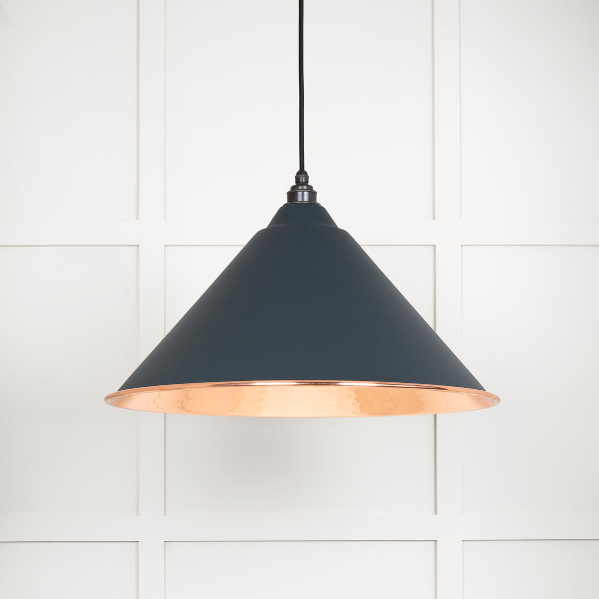 From The Anvil - Hammered Copper Hockley Pendant in Soot | Sku. 49503SO | Trade Door Handles.