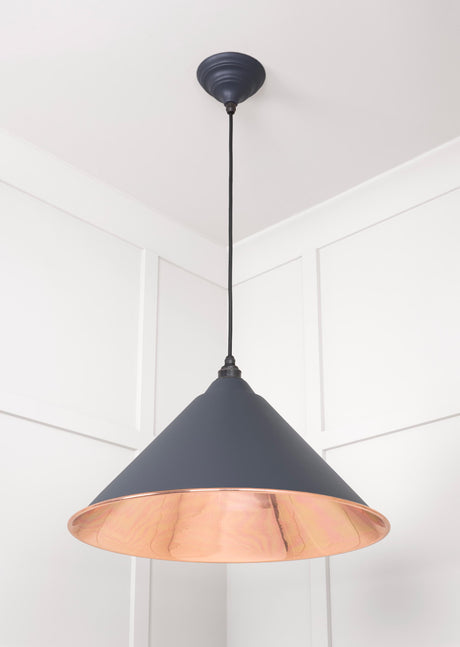 From The Anvil - Smooth Copper Hockley Pendant in Slate | Sku. 49503SSL | Trade Door Handles.