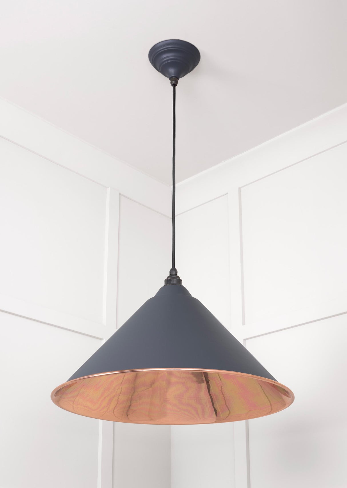 From The Anvil - Smooth Copper Hockley Pendant in Slate | Sku. 49503SSL | Trade Door Handles.