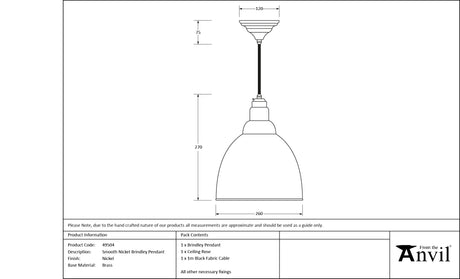 From The Anvil - Smooth Nickel Brindley Pendant | Sku. 49504 | Trade Door Handles.