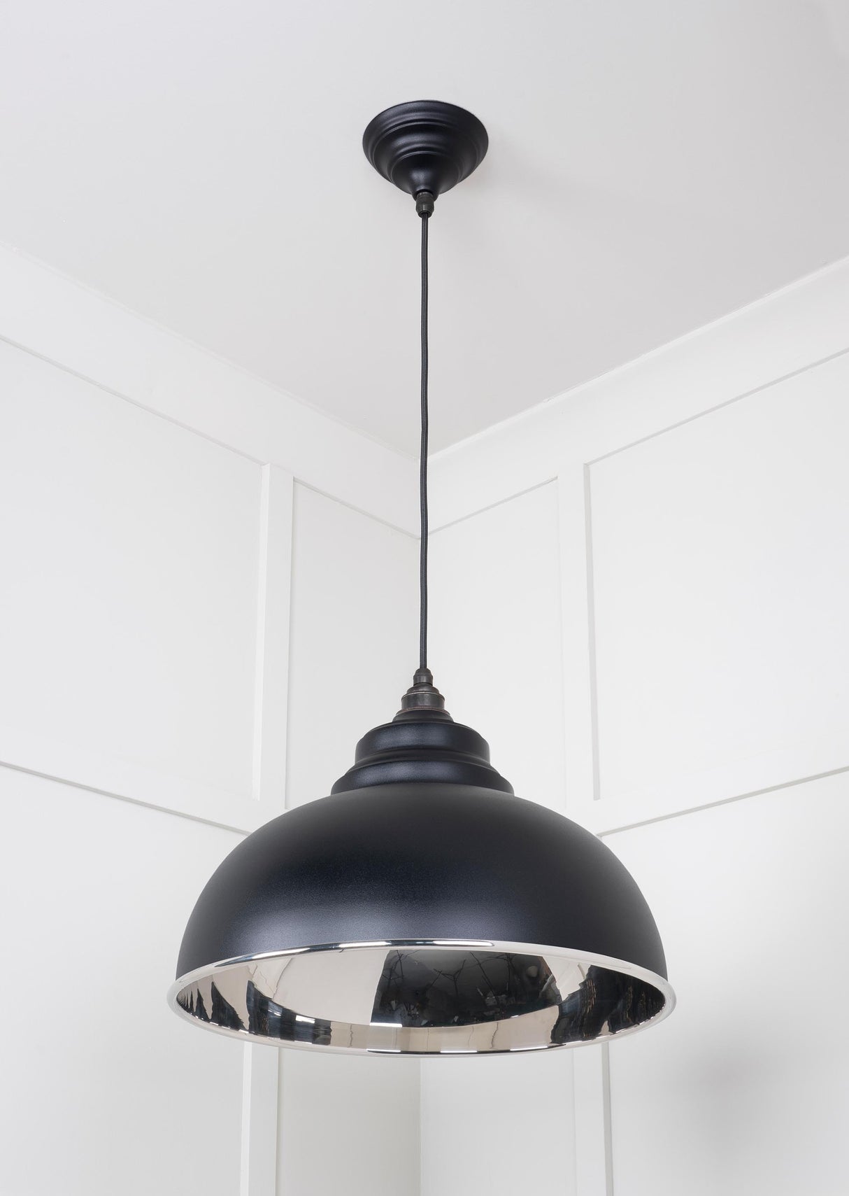From The Anvil - Smooth Nickel Harborne Pendant in Elan Black | Sku. 49505EB | Trade Door Handles.