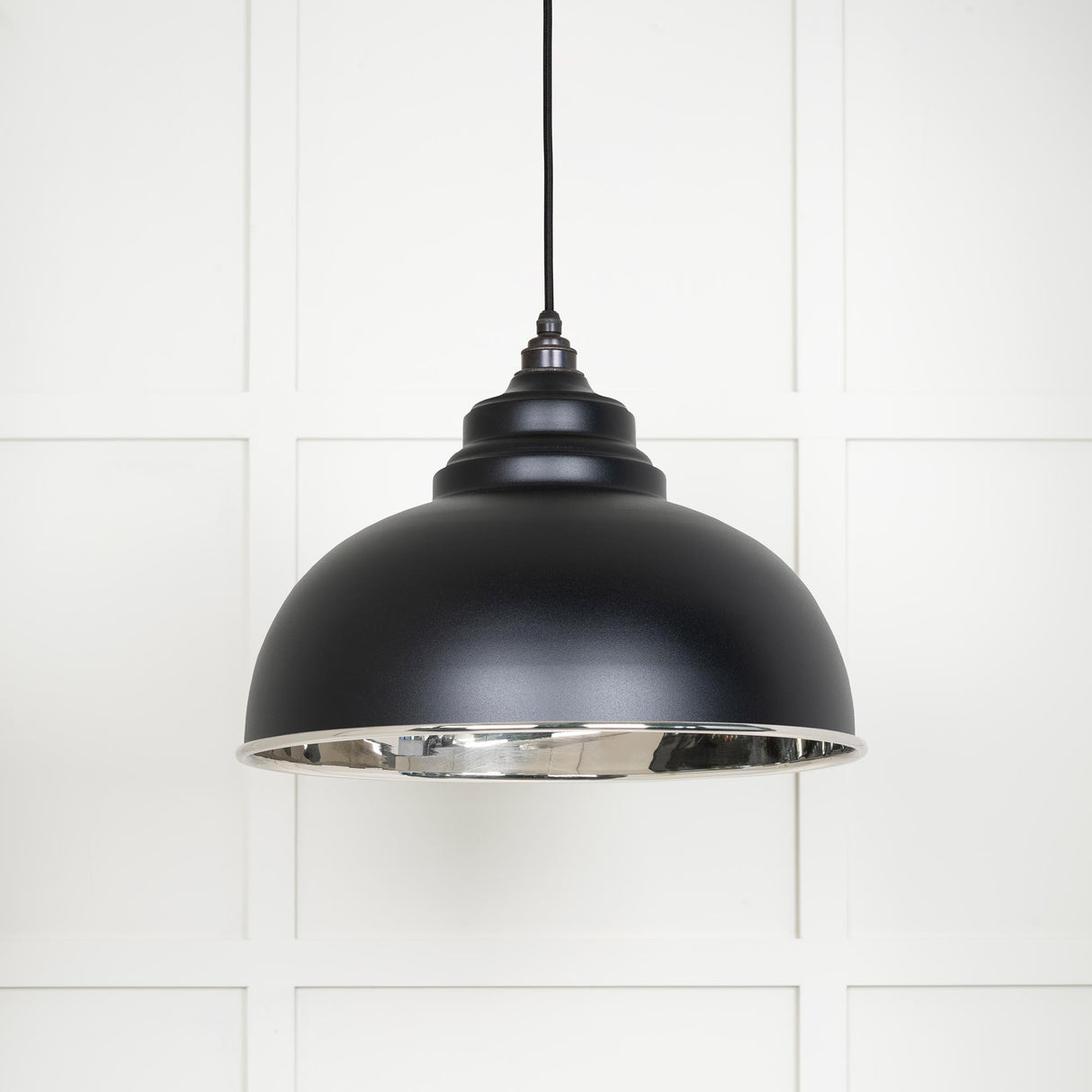 From The Anvil - Smooth Nickel Harborne Pendant in Elan Black | Sku. 49505EB | Trade Door Handles.