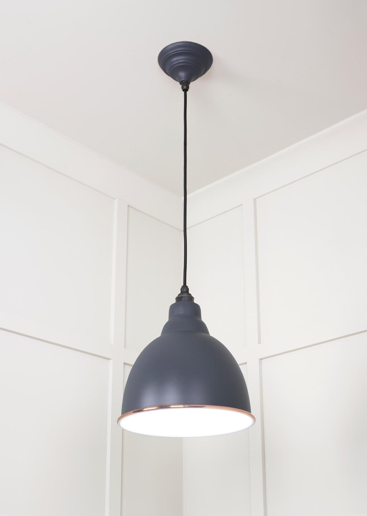 From The Anvil - White Gloss Brindley Pendant in Slate | Sku. 49507SL | Trade Door Handles.