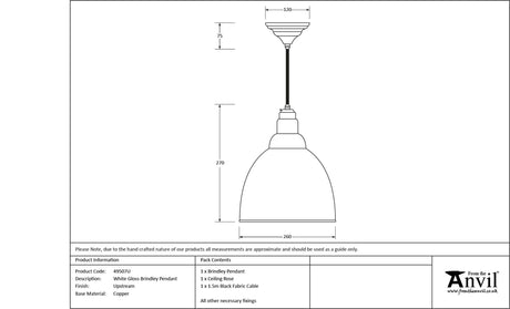 From The Anvil - White Gloss Brindley Pendant in Upstream | Sku. 49507U | Trade Door Handles.