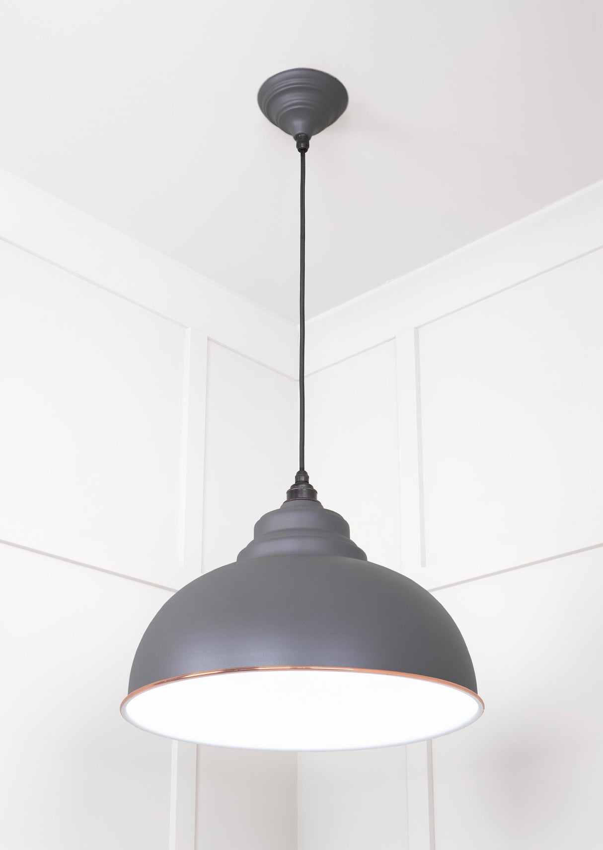 From The Anvil - White Gloss Harborne Pendant in Bluff | Sku. 49508BL | Trade Door Handles.