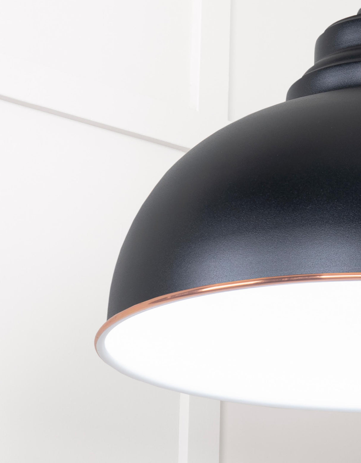 From The Anvil - White Gloss Harborne Pendant in Elan Black | Sku. 49508EB | Trade Door Handles.