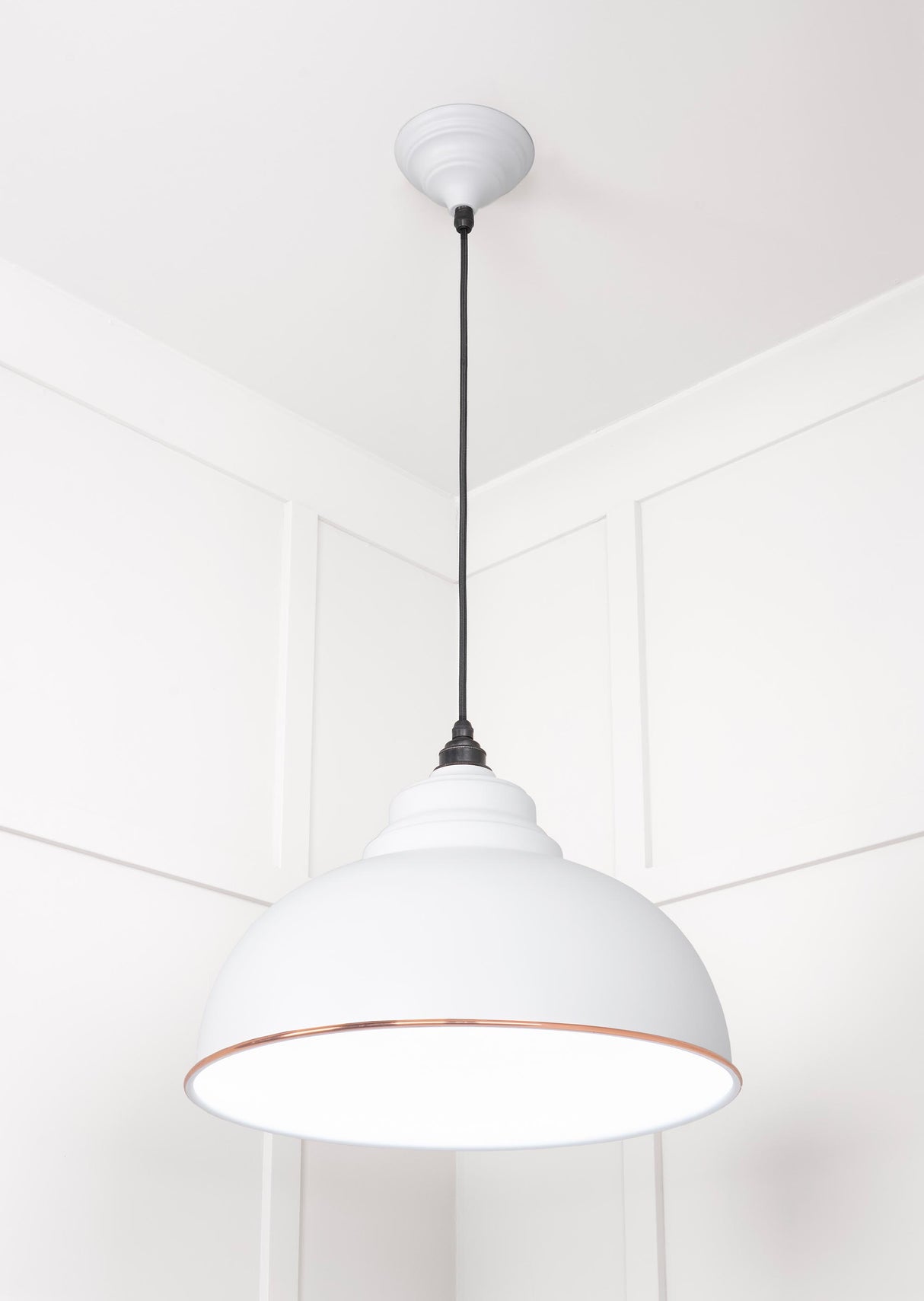 From The Anvil - White Gloss Harborne Pendant in Flock | Sku. 49508F | Trade Door Handles.