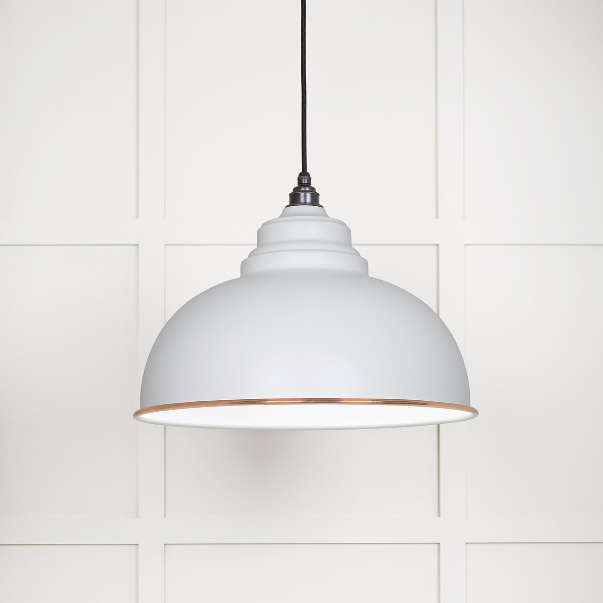 From The Anvil - White Gloss Harborne Pendant in Flock | Sku. 49508F | Trade Door Handles.