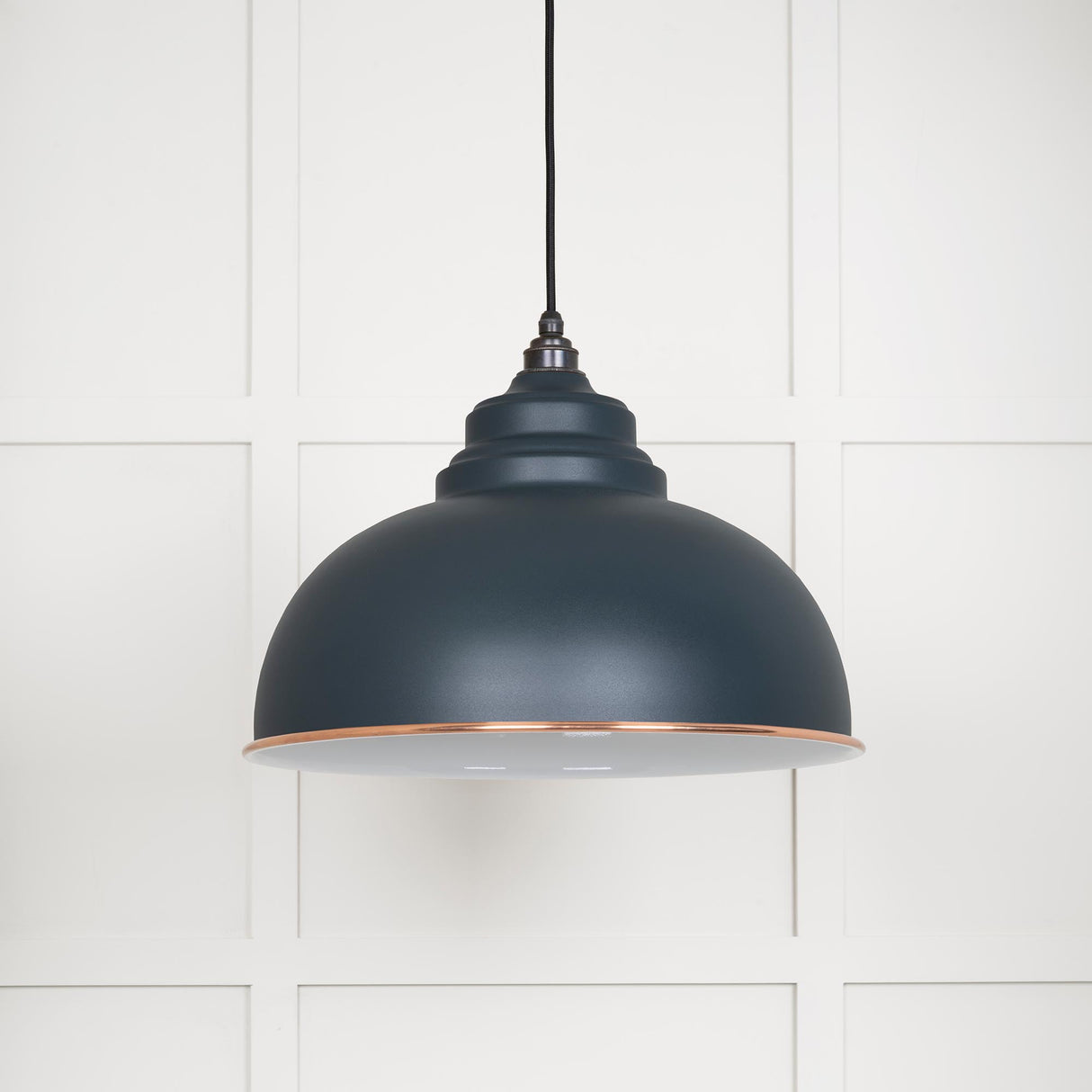 From The Anvil - White Gloss Harborne Pendant in Soot | Sku. 49508SO | Trade Door Handles.