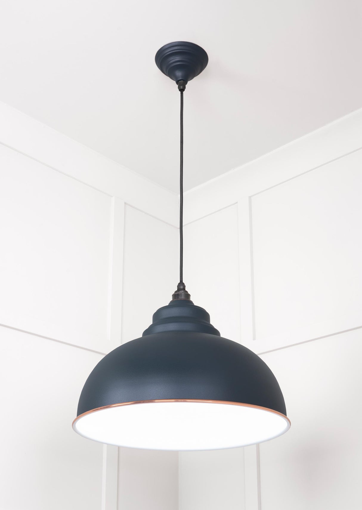 From The Anvil - White Gloss Harborne Pendant in Soot | Sku. 49508SO | Trade Door Handles.