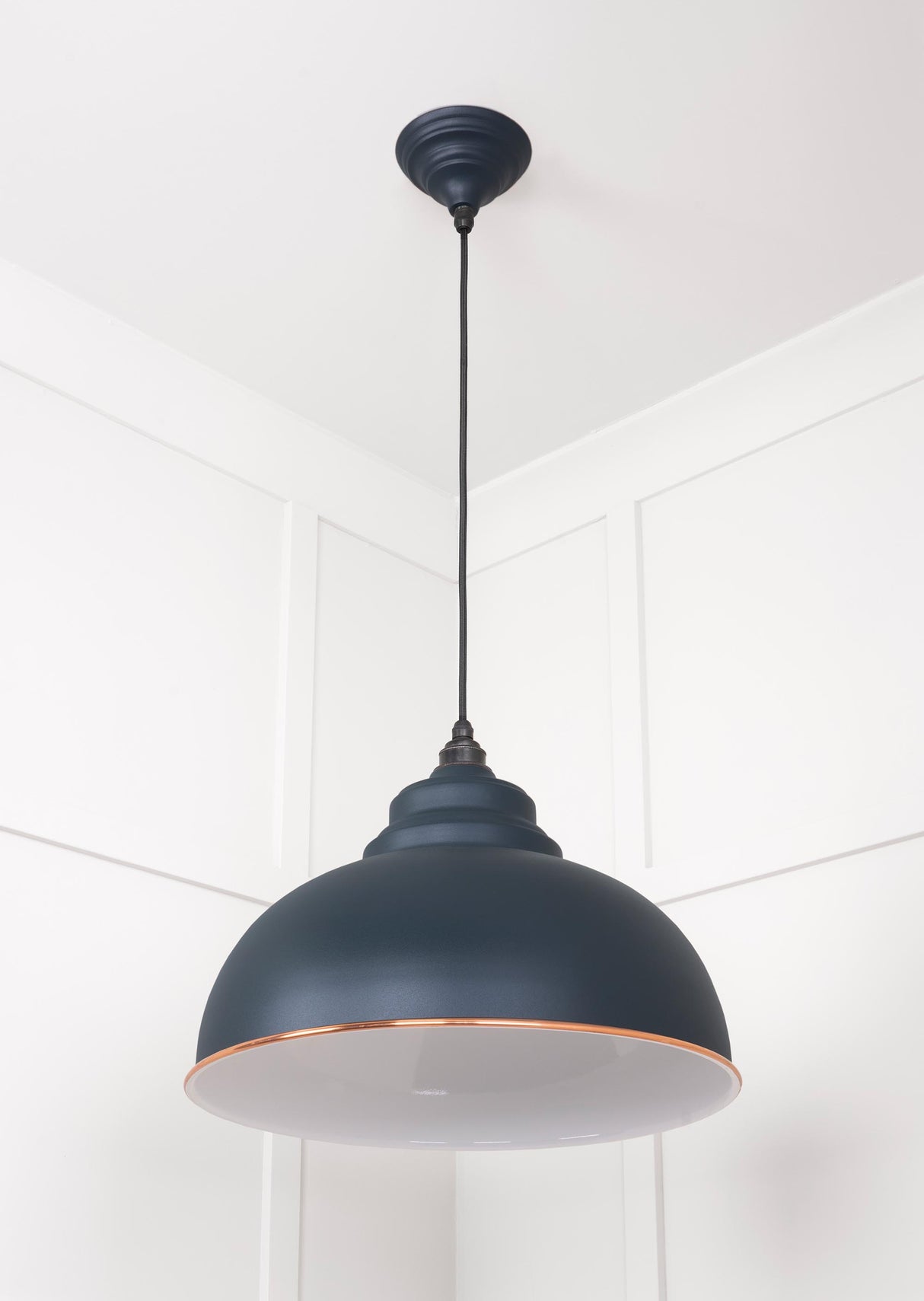 From The Anvil - White Gloss Harborne Pendant in Soot | Sku. 49508SO | Trade Door Handles.
