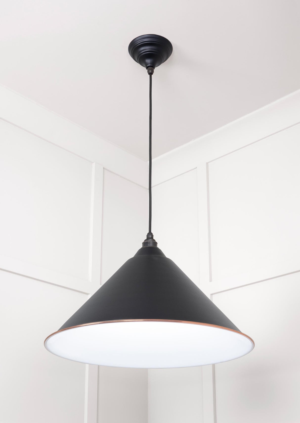 From The Anvil - White Gloss Hockley Pendant in Elan Black | Sku. 49510EB | Trade Door Handles.