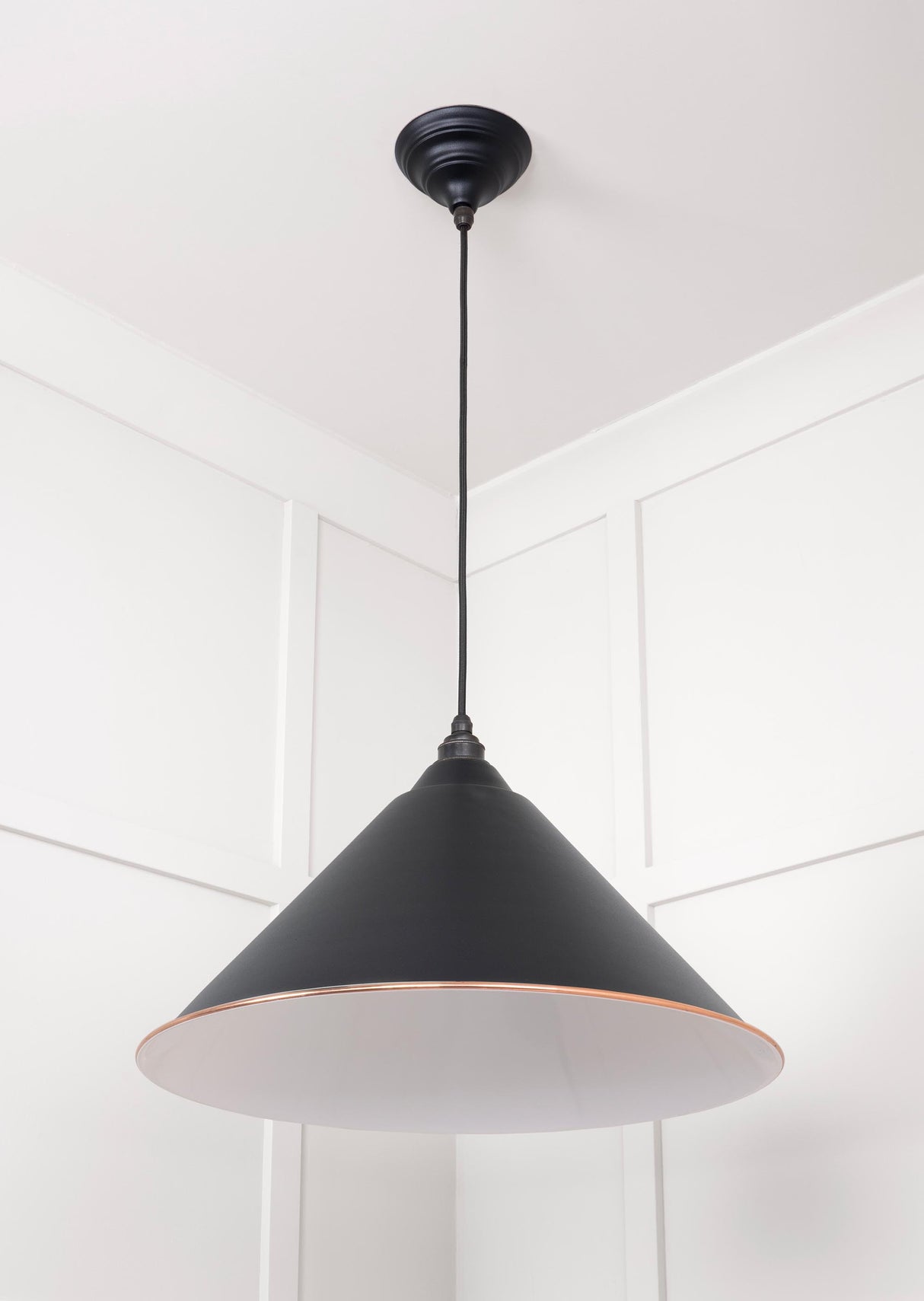 From The Anvil - White Gloss Hockley Pendant in Elan Black | Sku. 49510EB | Trade Door Handles.