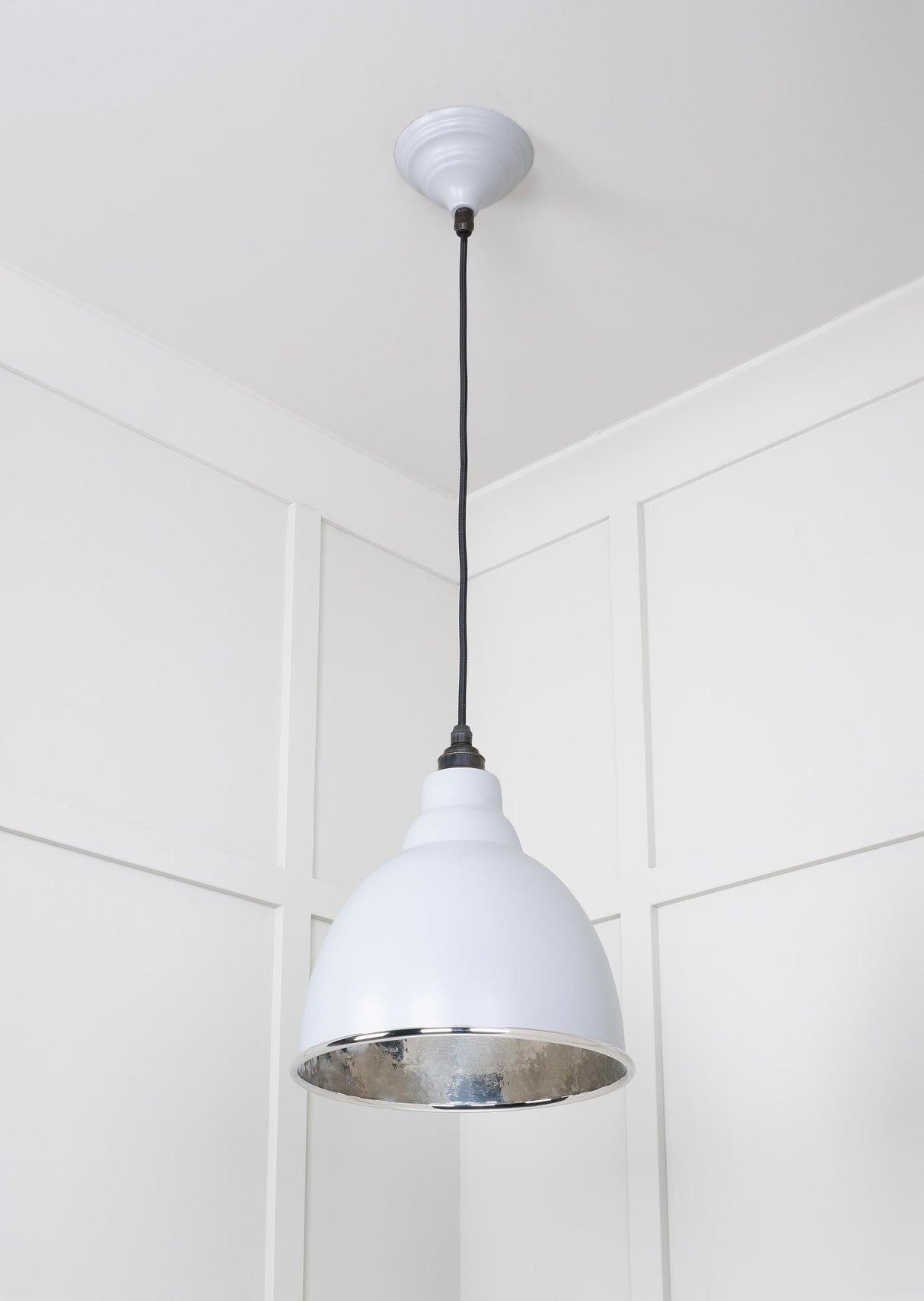 From The Anvil - Hammered Nickel Brindley Pendant in Birch | Sku. 49511BI | Trade Door Handles.