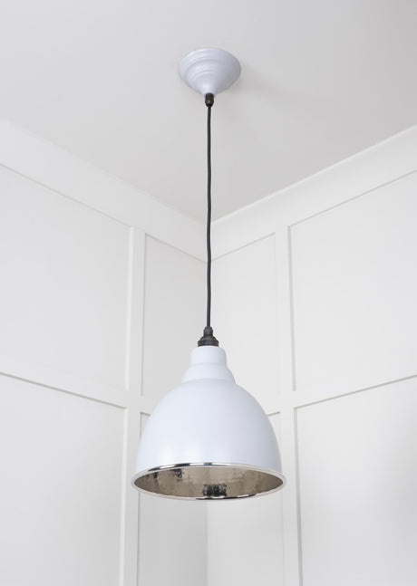 From The Anvil - Hammered Nickel Brindley Pendant in Birch | Sku. 49511BI | Trade Door Handles.