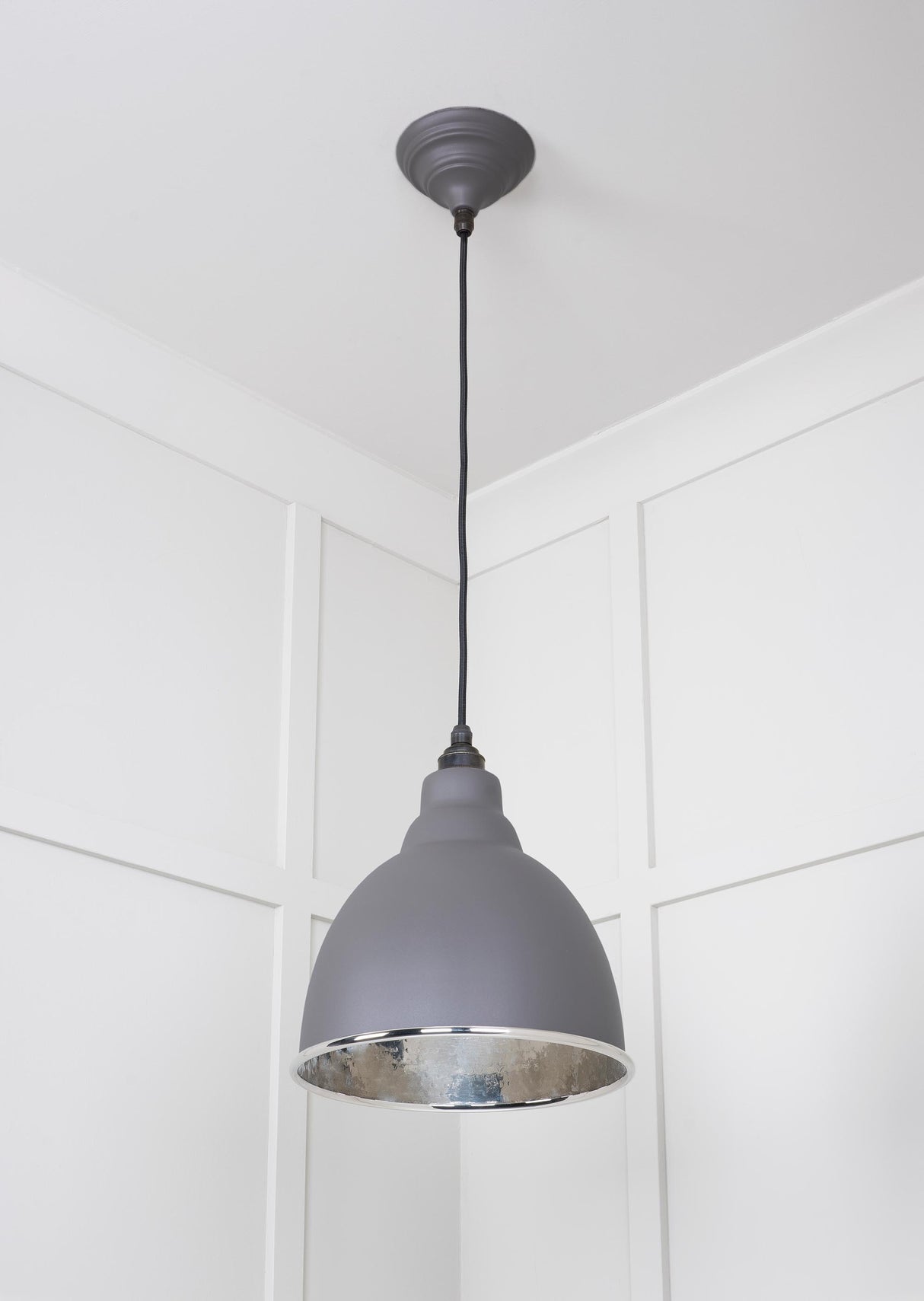 From The Anvil - Hammered Nickel Brindley Pendant in Bluff | Sku. 49511BL | Trade Door Handles.
