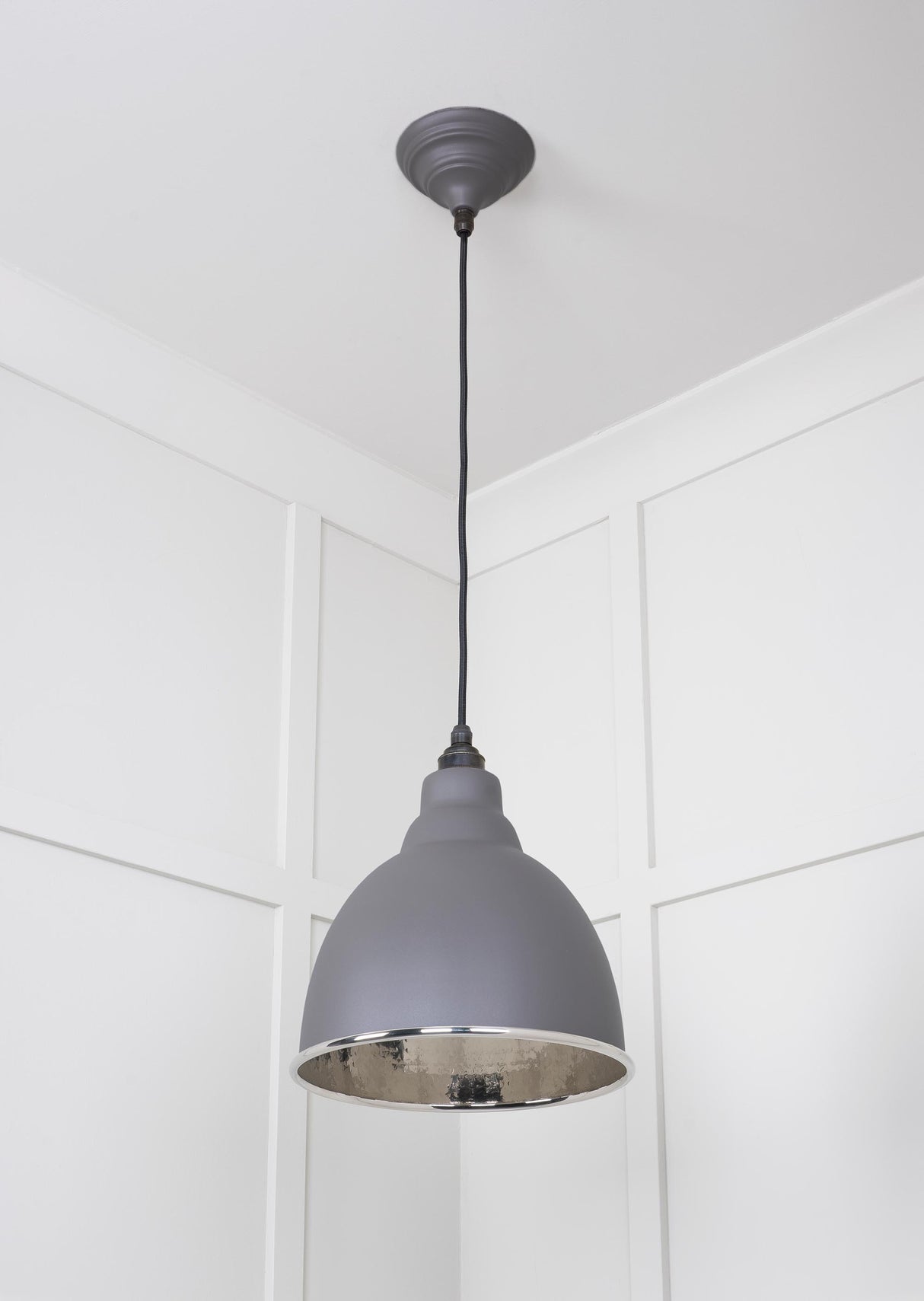 From The Anvil - Hammered Nickel Brindley Pendant in Bluff | Sku. 49511BL | Trade Door Handles.