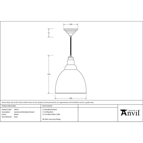 From The Anvil - Hammered Nickel Brindley Pendant | Sku. 49511 | Trade Door Handles.