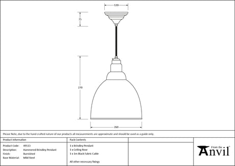 From The Anvil - Burnished Brindley Pendant | Sku. 49513 | Trade Door Handles.