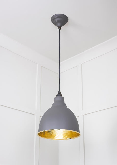 From The Anvil - Hammered Brass Brindley Pendant in Bluff | Sku. 49517BL | Trade Door Handles.