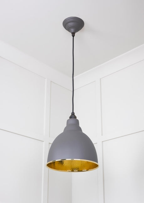 From The Anvil - Hammered Brass Brindley Pendant in Bluff | Sku. 49517BL | Trade Door Handles.