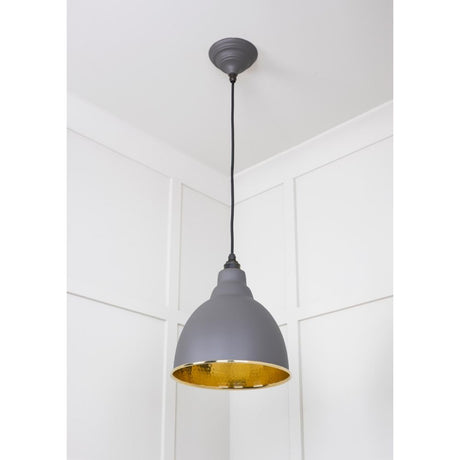 From The Anvil - Hammered Brass Brindley Pendant in Bluff | Sku. 49517BL | Trade Door Handles.