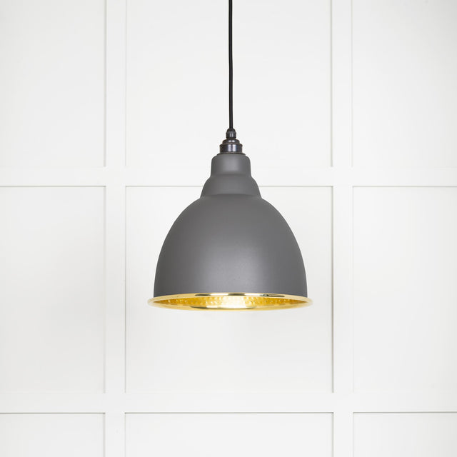 From The Anvil - Hammered Brass Brindley Pendant in Bluff | Sku. 49517BL | Trade Door Handles.