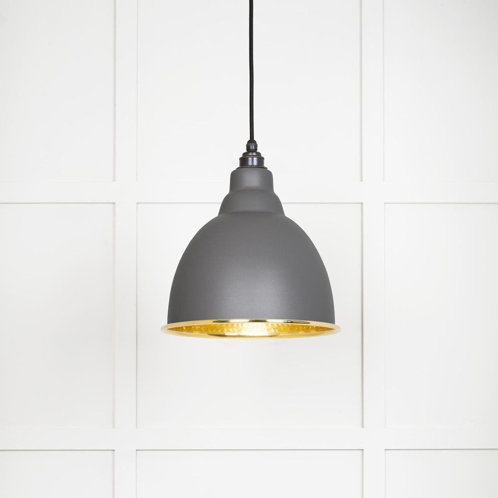 From The Anvil - Hammered Brass Brindley Pendant in Bluff | Sku. 49517BL | Trade Door Handles.