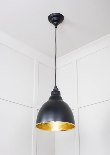 From The Anvil - Hammered Brass Brindley Pendant in Elan Black | Sku. 49517EB | Trade Door Handles.