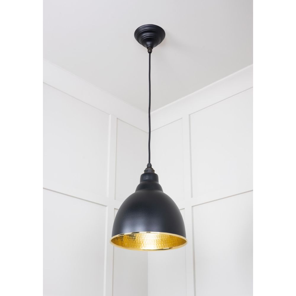 From The Anvil - Hammered Brass Brindley Pendant in Elan Black | Sku. 49517EB | Trade Door Handles.
