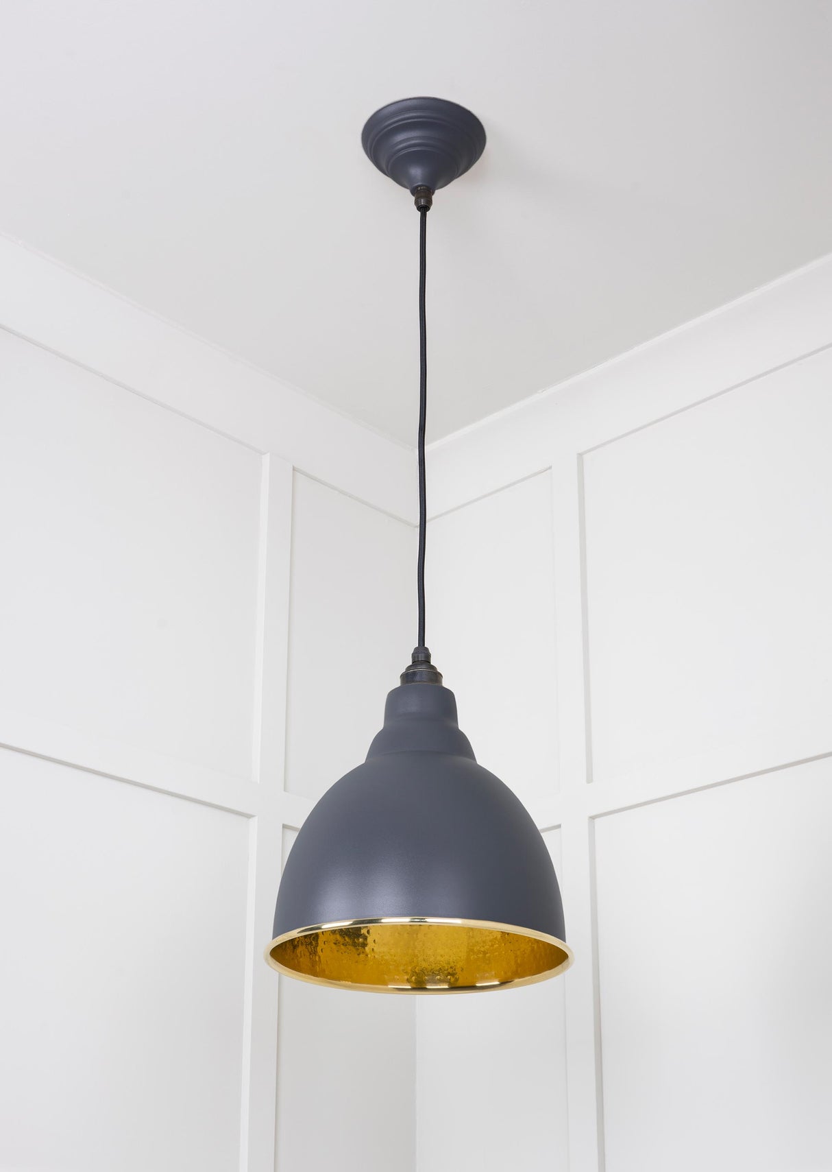 From The Anvil - Hammered Brass Brindley Pendant in Slate | Sku. 49517SL | Trade Door Handles.