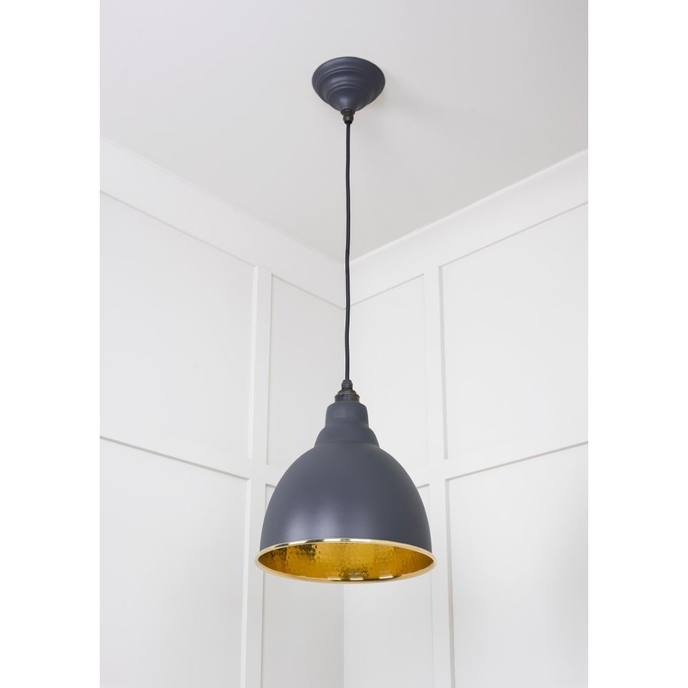 From The Anvil - Hammered Brass Brindley Pendant in Slate | Sku. 49517SL | Trade Door Handles.