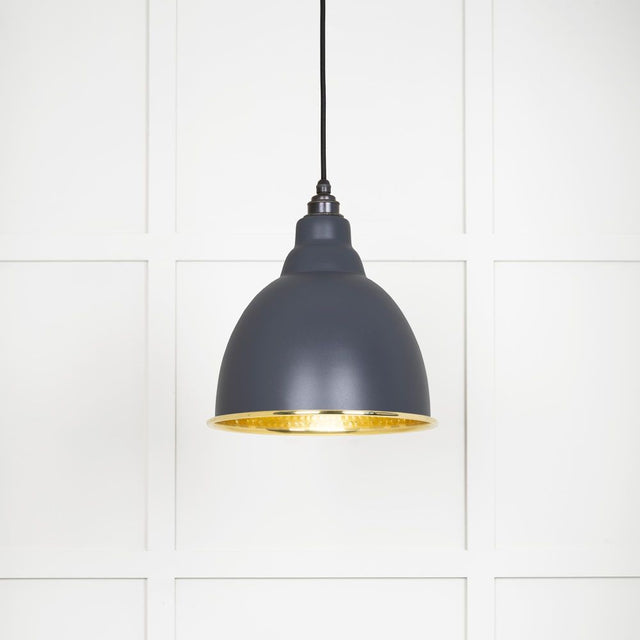 From The Anvil - Hammered Brass Brindley Pendant in Slate | Sku. 49517SL | Trade Door Handles.
