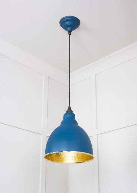 From The Anvil - Hammered Brass Brindley Pendant in Upstream | Sku. 49517U | Trade Door Handles.