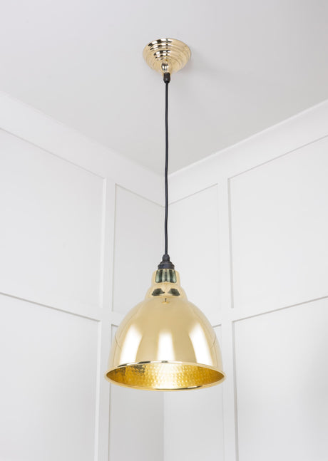 From The Anvil - Hammered Brass Brindley Pendant | Sku. 49517 | Trade Door Handles.
