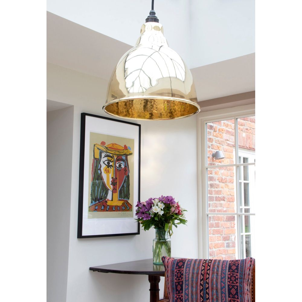 From The Anvil - Hammered Brass Brindley Pendant | Sku. 49517 | Trade Door Handles.