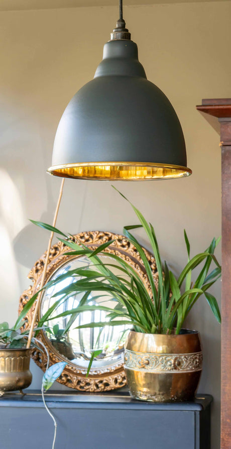 From The Anvil - Smooth Brass Brindley Pendant in Dingle | Sku. 49518DI | Trade Door Handles.