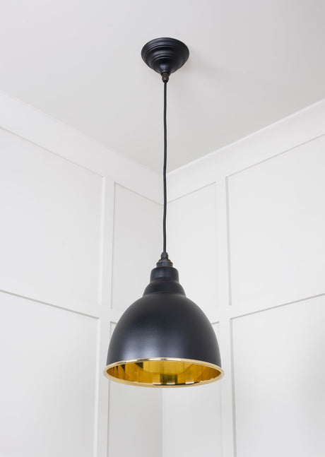 From The Anvil - Smooth Brass Brindley Pendant in Elan Black | Sku. 49518EB | Trade Door Handles.