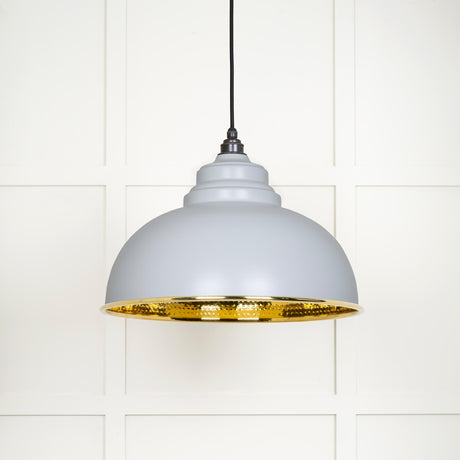 From The Anvil - Hammered Brass Harborne Pendant in Birch | Sku. 49521BI | Trade Door Handles.