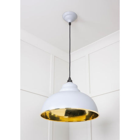 From The Anvil - Hammered Brass Harborne Pendant in Birch | Sku. 49521BI | Trade Door Handles.