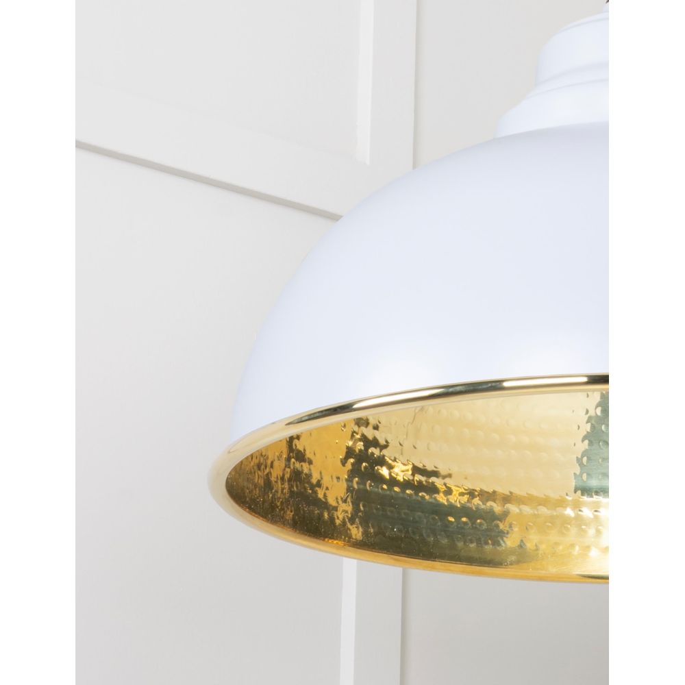From The Anvil - Hammered Brass Harborne Pendant in Birch | Sku. 49521BI | Trade Door Handles.