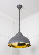 From The Anvil - Hammered Brass Harborne Pendant in Bluff | Sku. 49521BL | Trade Door Handles.